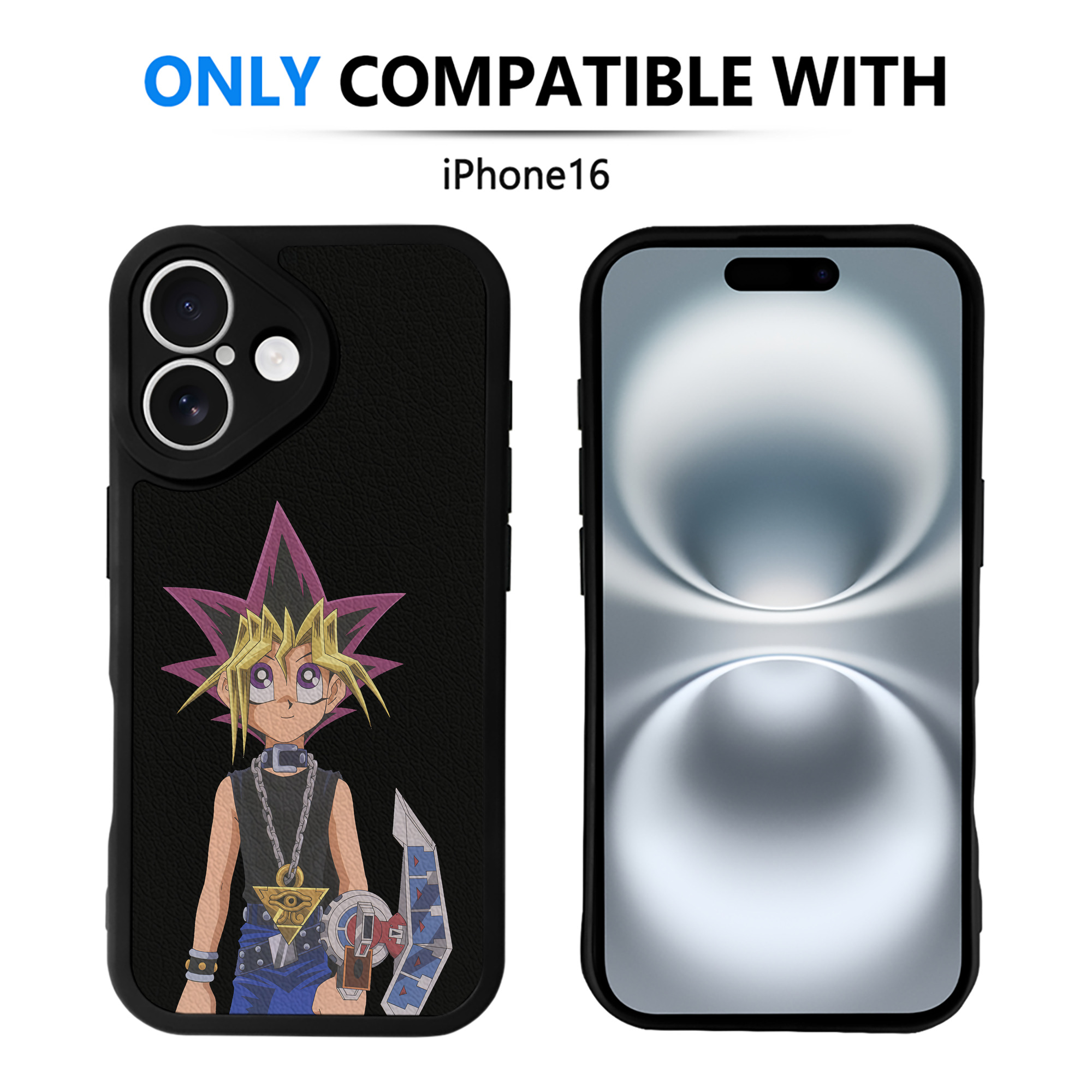 （画像用） 遊☆戯☆王 Yu-Gi-Oh! 【iPhone 16シリーズ対応】シリコンスマホケース（レザー調） 材質：シリコン